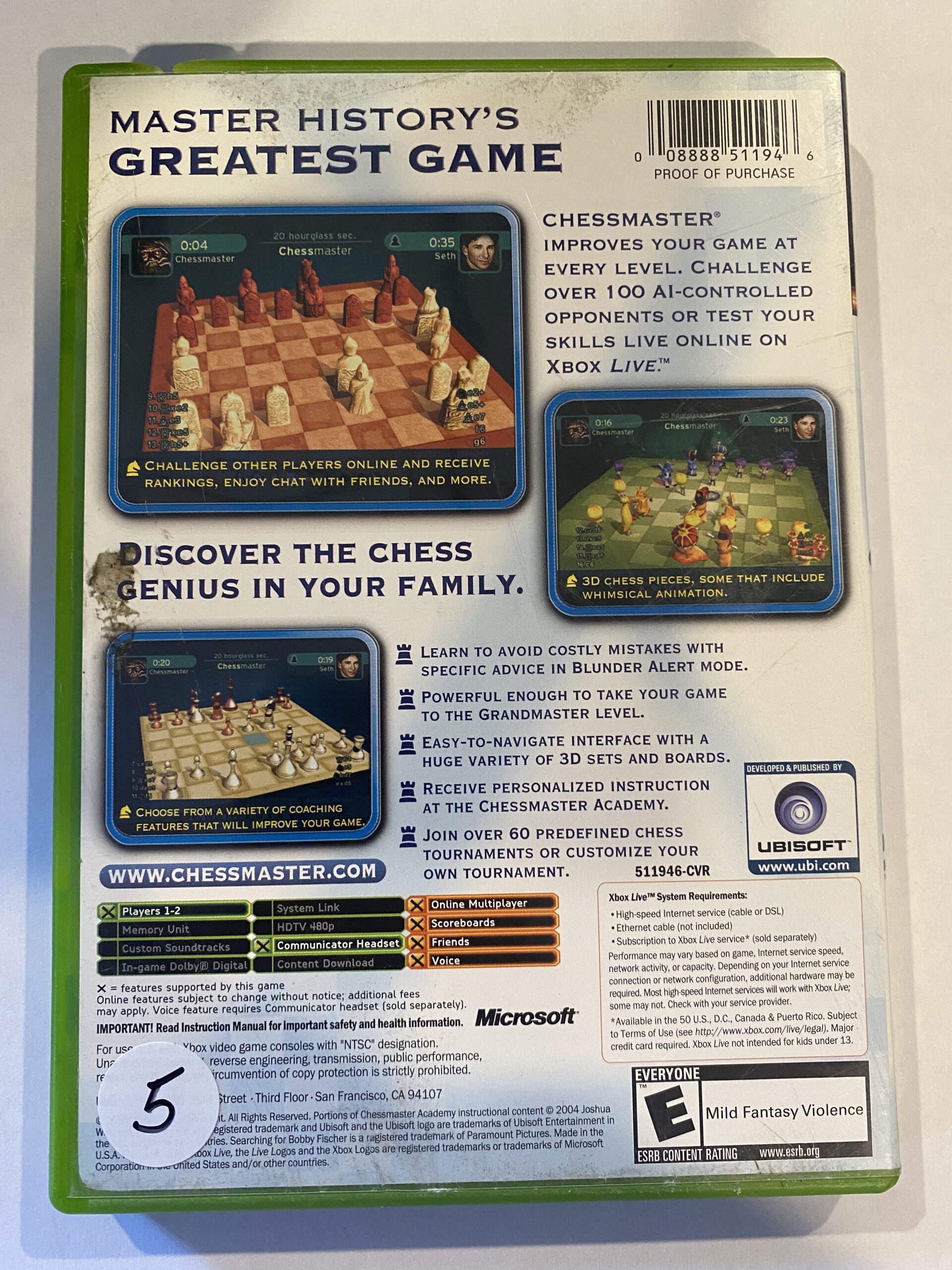 Chessmaster Grandmaster Edition Xbox 360 Game 