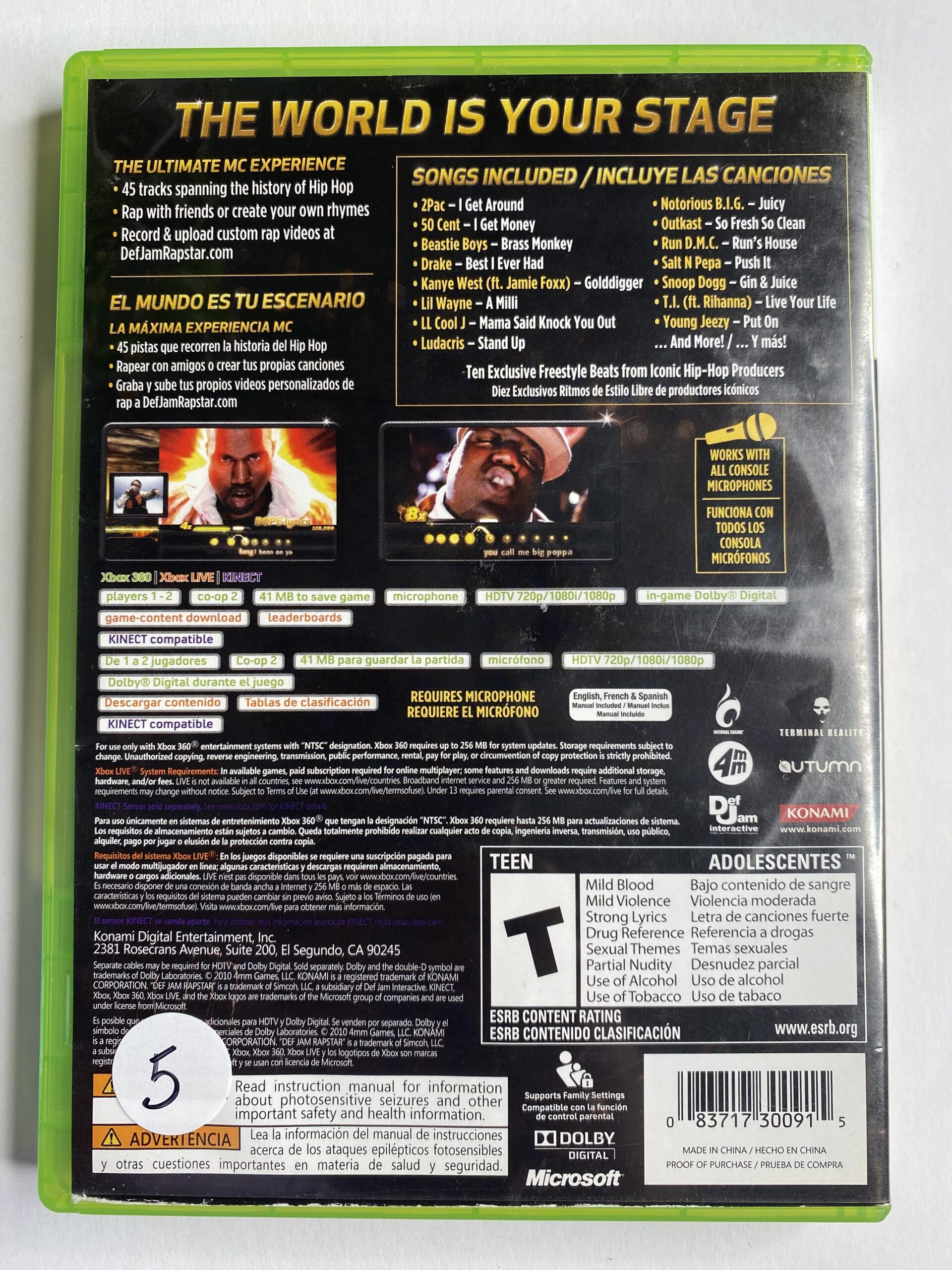 XBOX 360 DEF JAM RAPSTAR - Video Games